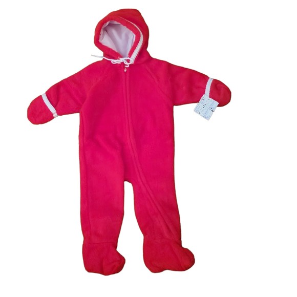 Vintage McCurdy & Co Baby Red Deadstock One Piece‎ Snowsuit Size 9/18 Months 150 - Picture 1 of 7